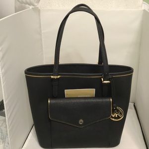 Michael Kors Jet Specchio Black Large Pocket Tote